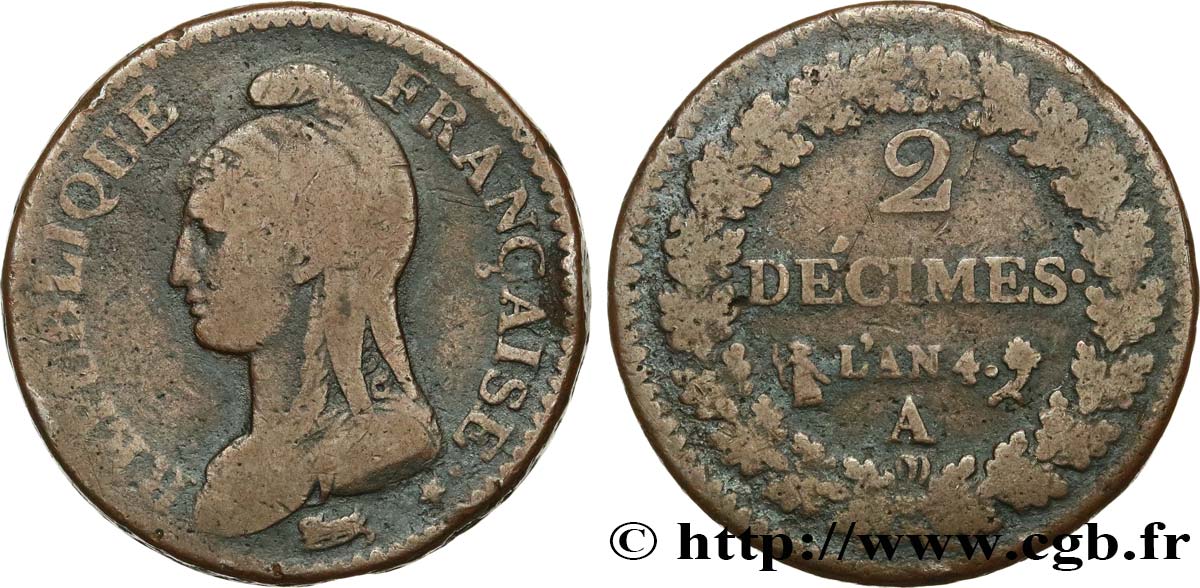 2 décimes Dupré 1796 Paris F.145/1 B12 
