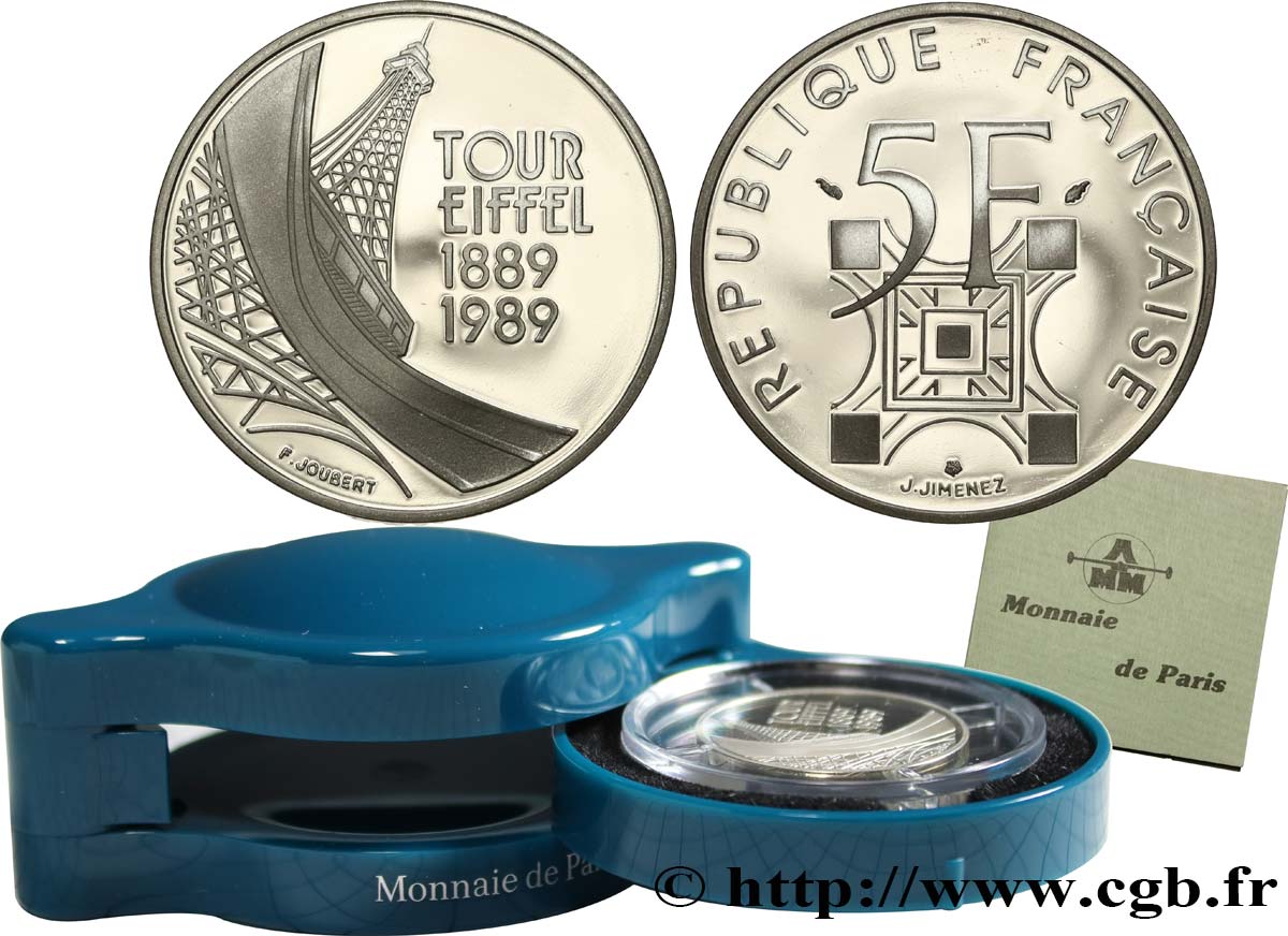Belle Épreuve 5 francs Tour Eiffel 1989 Paris F5.1200 3 FDC 