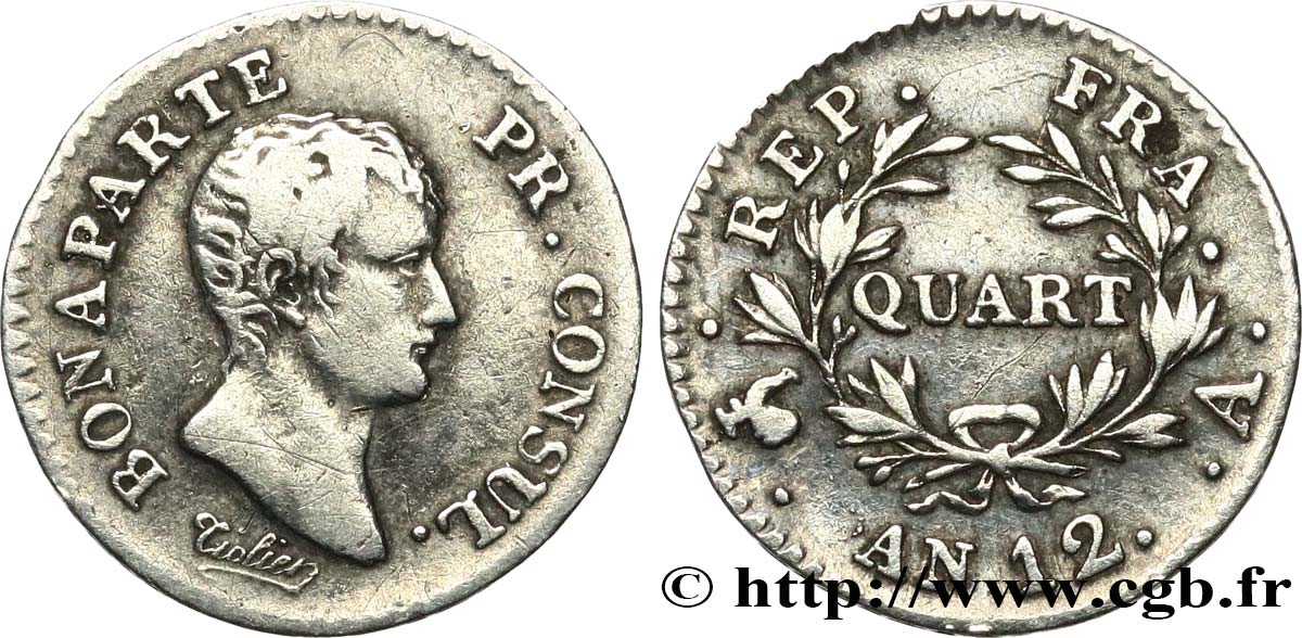Quart (de franc) Bonaparte Premier Consul 1804 Paris F.157/1 S 