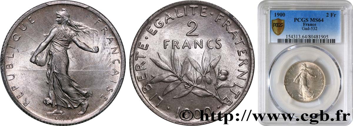 2 francs Semeuse 1900  F.266/4 fST64 PCGS