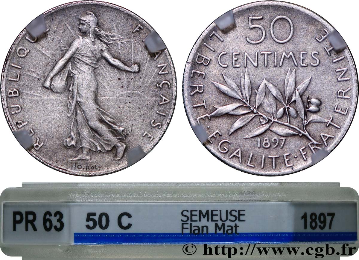 50 centimes Semeuse 1897  F.190/2 SPL63 GENI