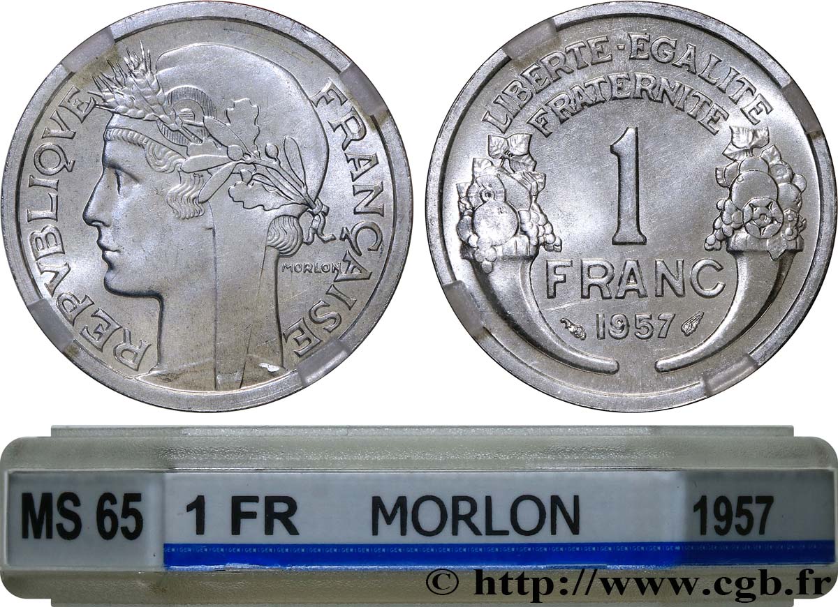 1 franc Morlon, légère 1957  F.221/19 MS65 GENI