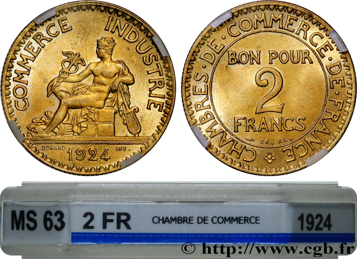 2 francs Chambres de Commerce 1924  F.267/6 MS63 GENI
