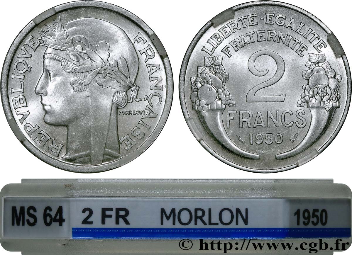 2 francs Morlon, aluminium 1950  F.269/16 SC64 GENI