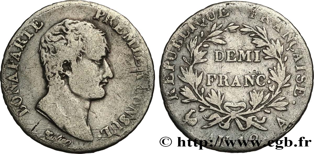 Demi-franc Bonaparte Premier Consul 1804 Paris F.173/2 MB 