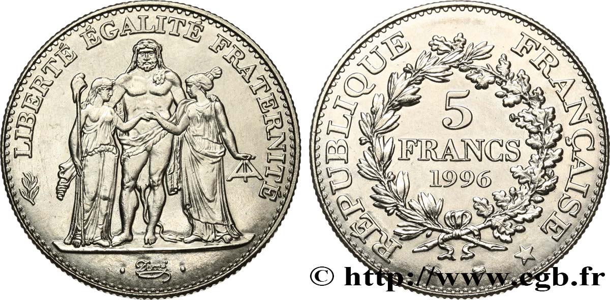 5 francs Hercule de Dupré 1996  F.346/2 AU55 
