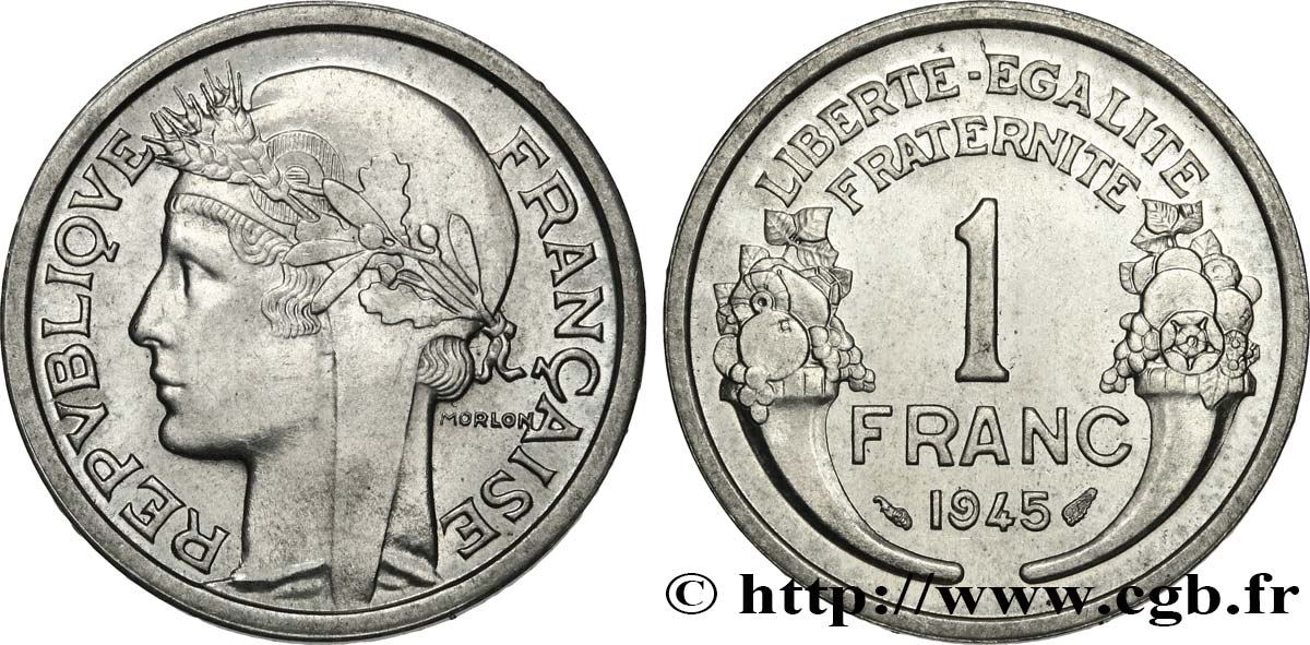 1 franc Morlon, légère 1945  F.221/6 SPL64 