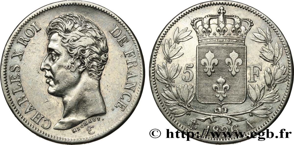 5 francs Charles X, 1er type 1826 Paris F.310/15 SS 