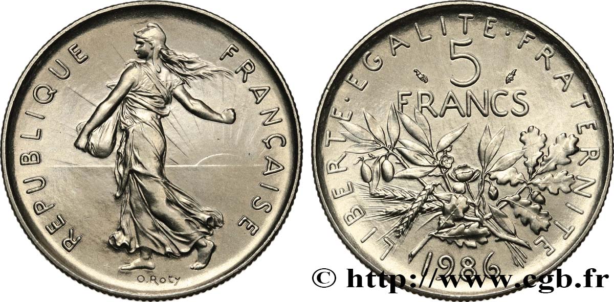 5 francs Semeuse, nickel 1986 Pessac F.341/18 FDC 