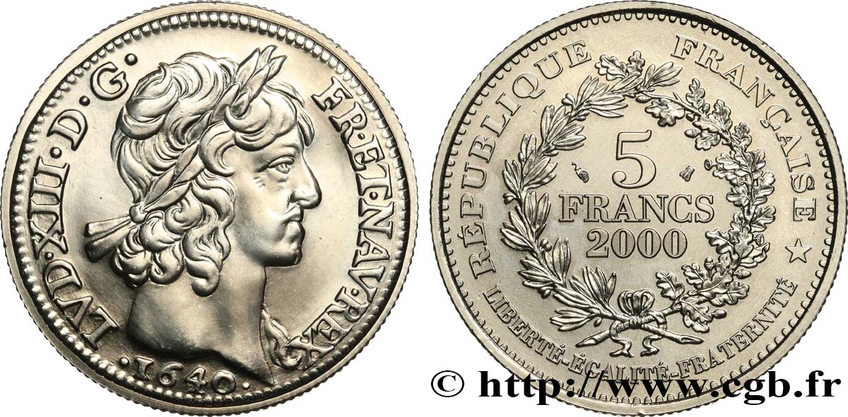 5 francs Louis d’or de Louis XIII 2000 Paris F.352/1 SPL 