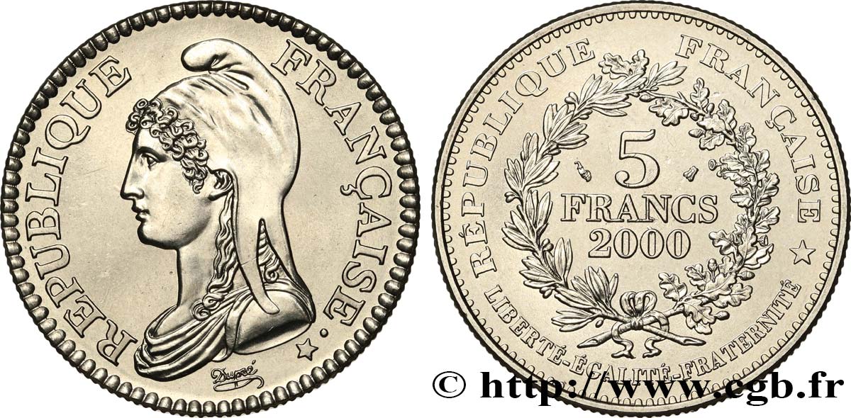 5 francs La Liberté de Dupré 2000 Paris F.353/1 SPL 