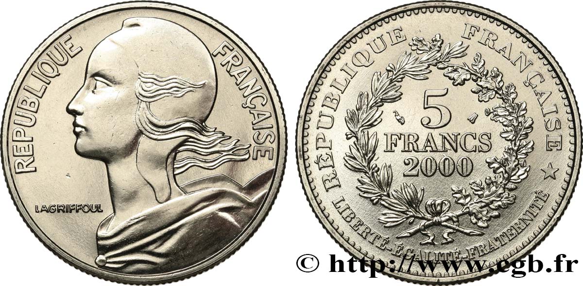 5 francs La Marianne de Lagriffoul 2000 Paris F.355/1 MS 