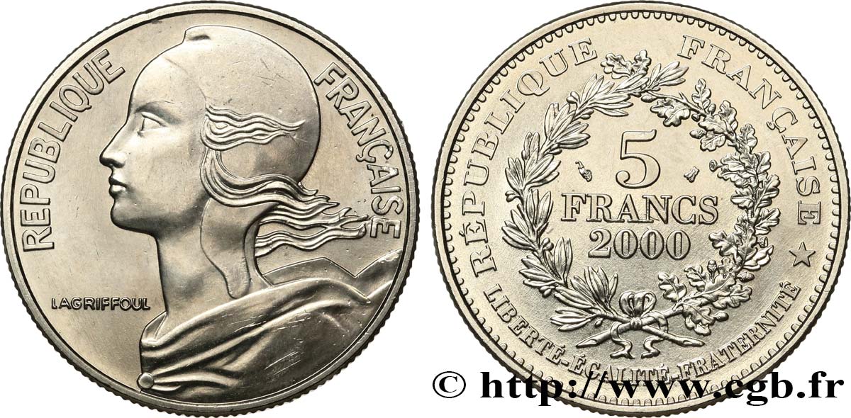 5 francs La Marianne de Lagriffoul 2000 Paris F.355/1 SUP+ 