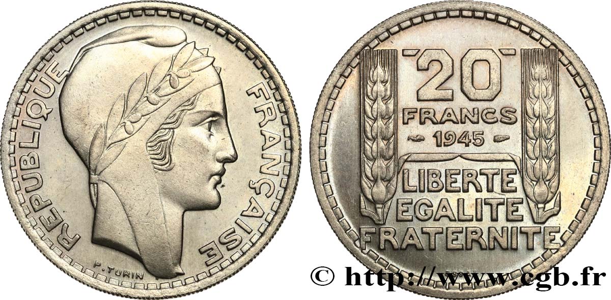 Essai de 20 francs Turin en cupro-nickel 1945 Paris GEM.206 1 FDC65 