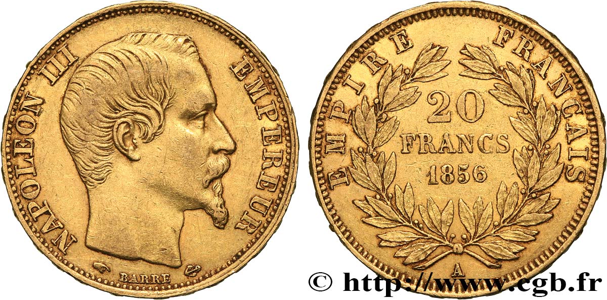 20 francs or Napoléon III, tête nue 1856 Paris F.531/9 q.SPL 