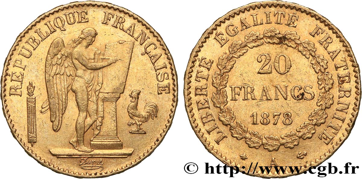 20 francs or Génie, Troisième République 1878 Paris F.533/6 XF 