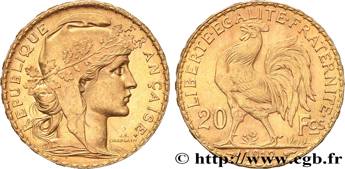 Valeur Piece 20 Francs Or Coq 1912