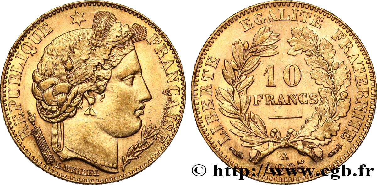 10 francs or Cérès, IIIe République 1895 Paris F.508/3 EBC61 