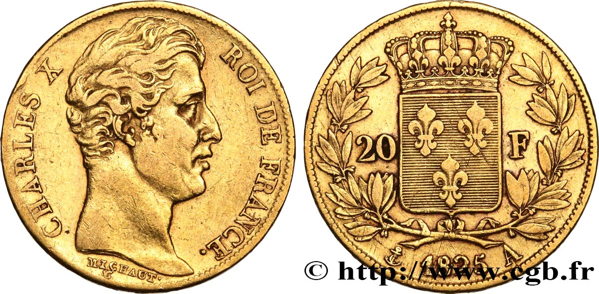 20 francs or Charles X 1825 Paris F.520/1 MB35 