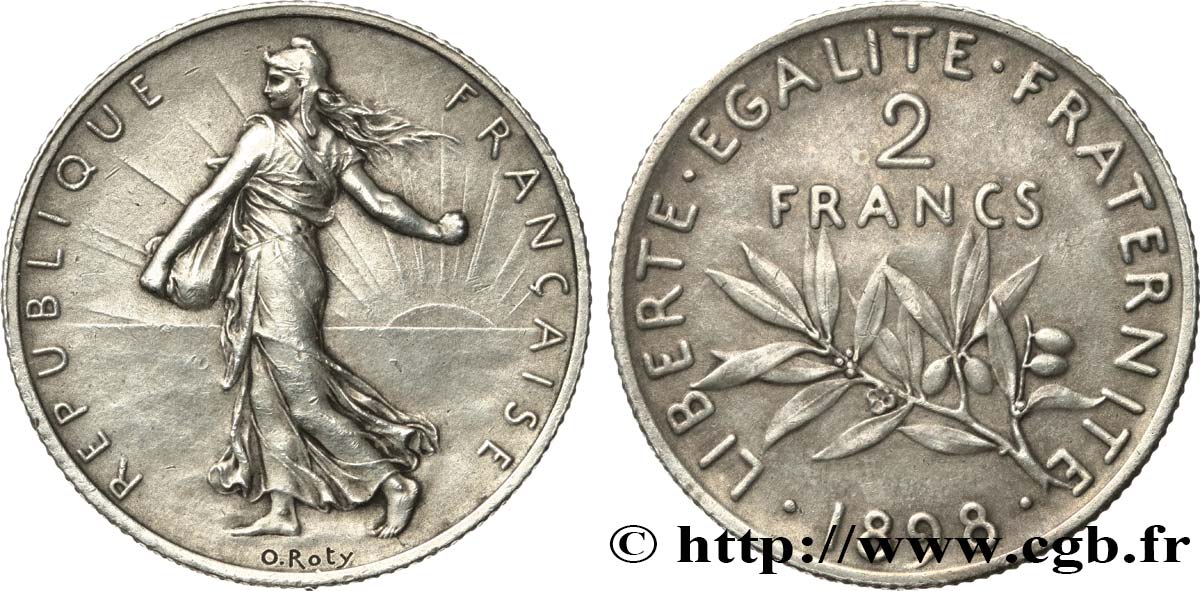 2 francs Semeuse, Flan Mat 1898  F.266/2 SUP 