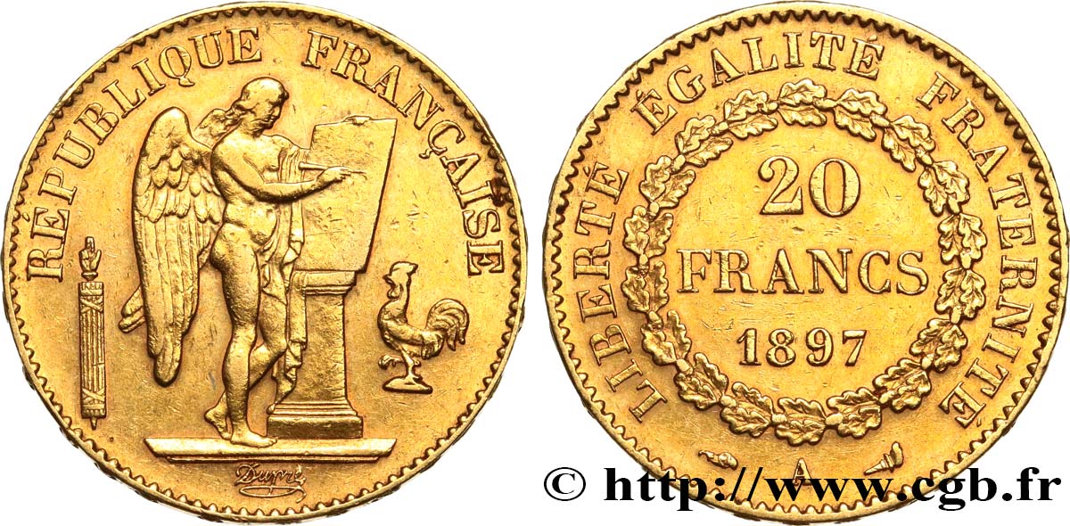 20 francs or Génie, Troisième République 1897 Paris F.533/22 XF 