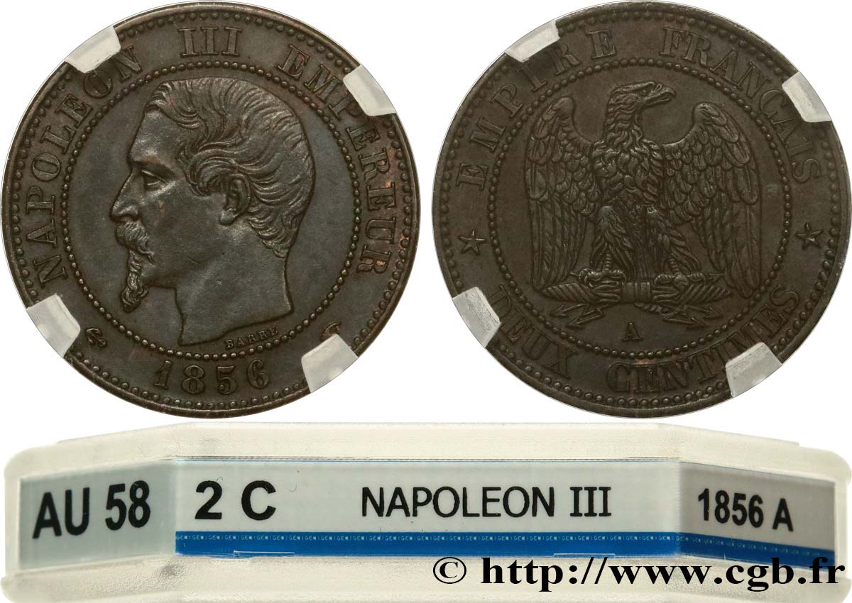 Deux centimes Napoléon III, tête nue 1856 Paris F.107/38 SPL58 GENI