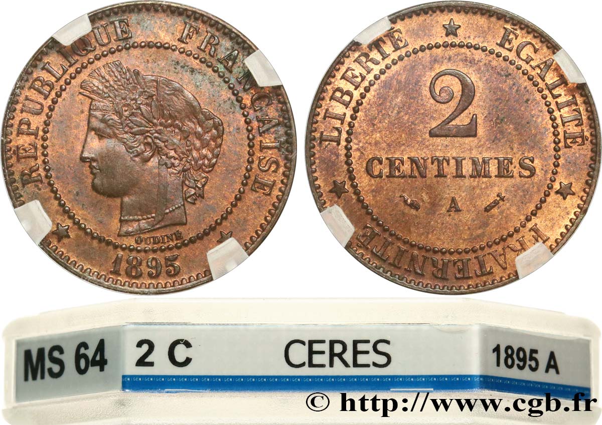 2 centimes Cérès 1895 Paris F.109/21 SPL64 GENI