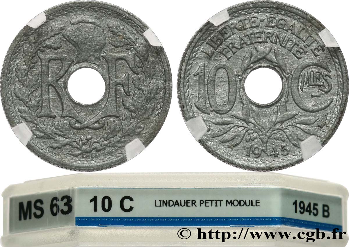 10 centimes Lindauer, petit module 1945 Beaumont-Le-Roger F.143/3 SPL63 GENI