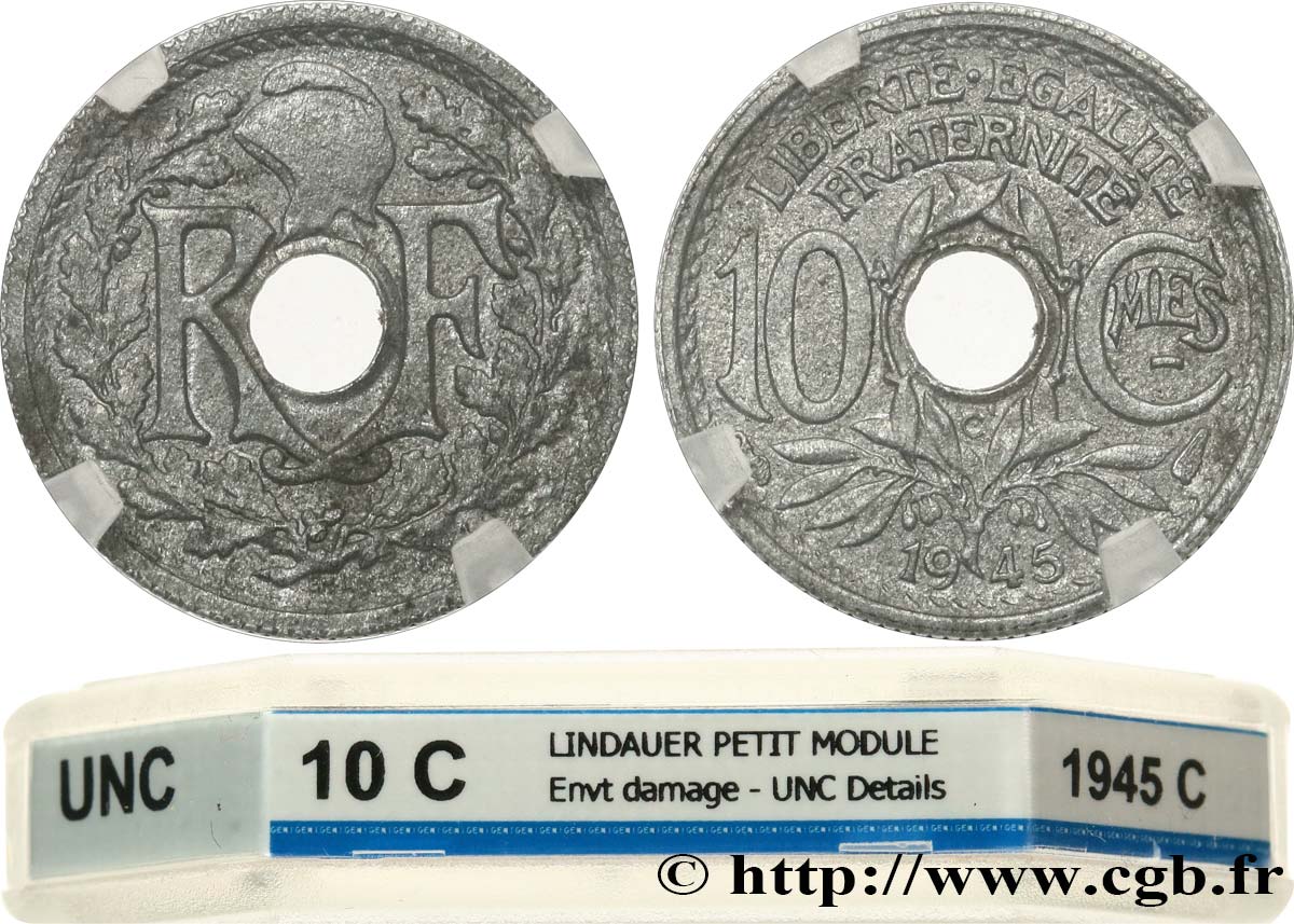 10 centimes Lindauer, petit module 1945 Castelsarrasin F.143/4 AU GENI