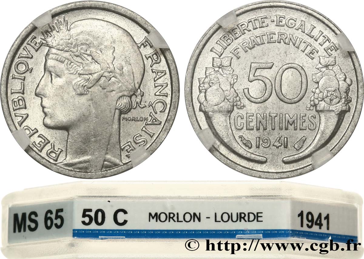 50 centimes Morlon, lourde 1941  F.193/2 MS65 GENI