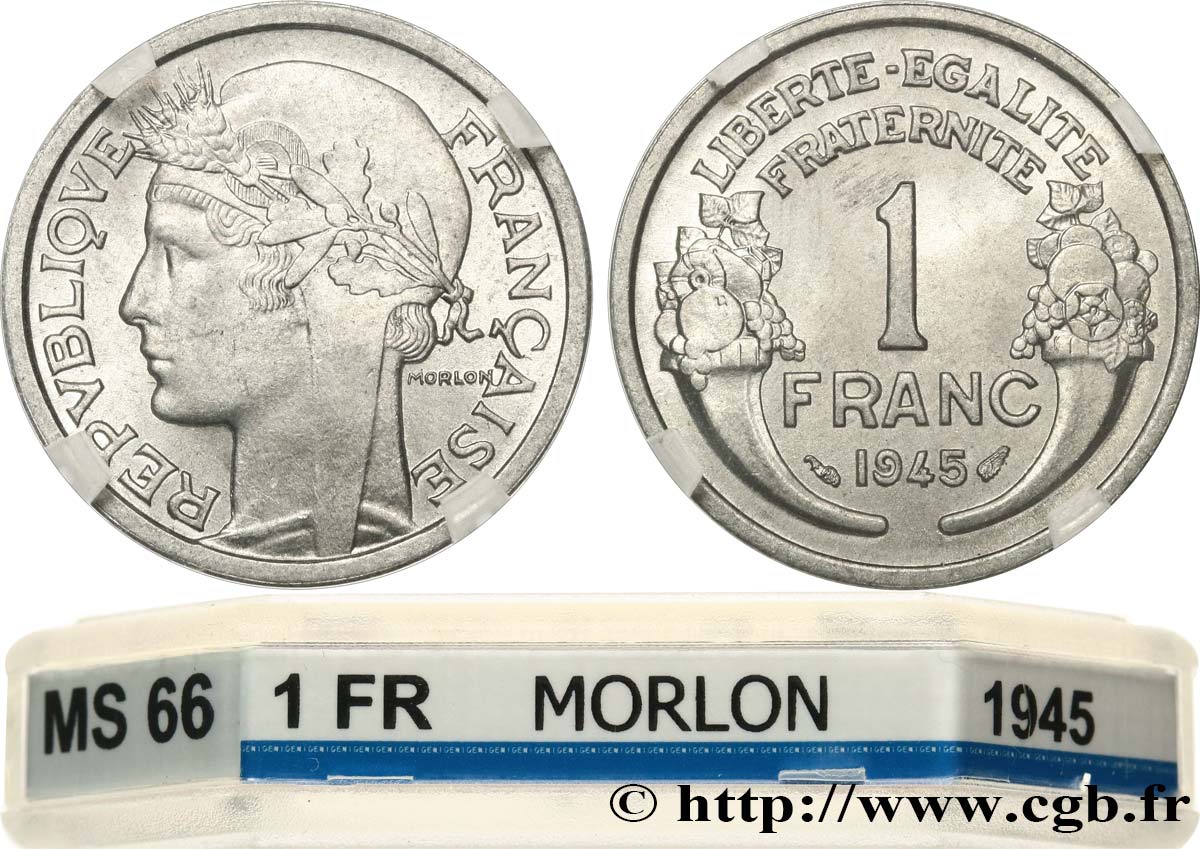 1 franc Morlon, légère 1945  F.221/6 MS66 GENI