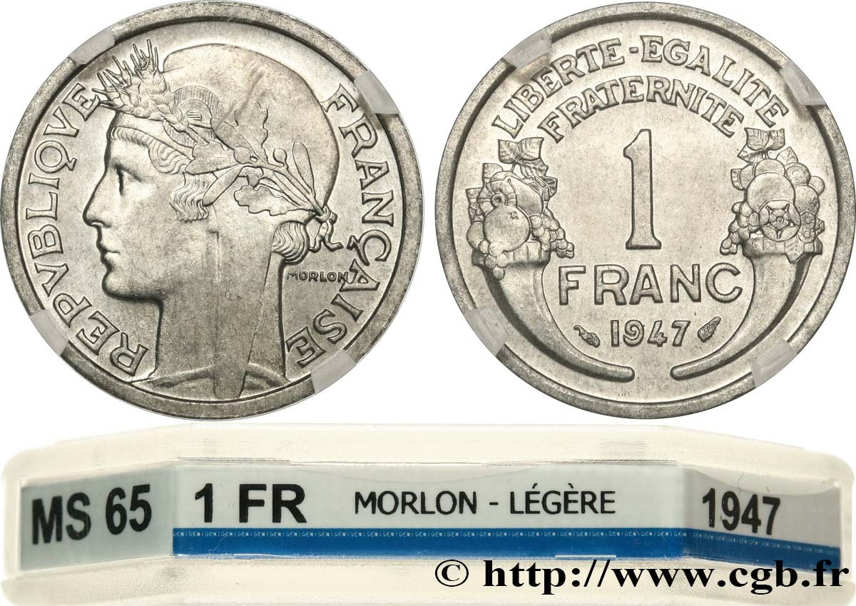 1 franc Morlon, légère 1947  F.221/11 MS65 GENI