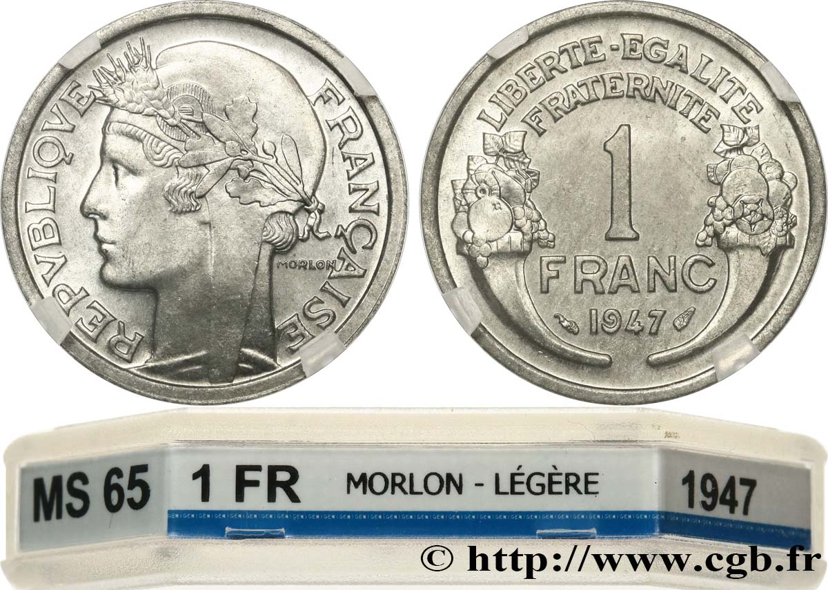 1 franc Morlon, légère 1947  F.221/11 FDC65 GENI