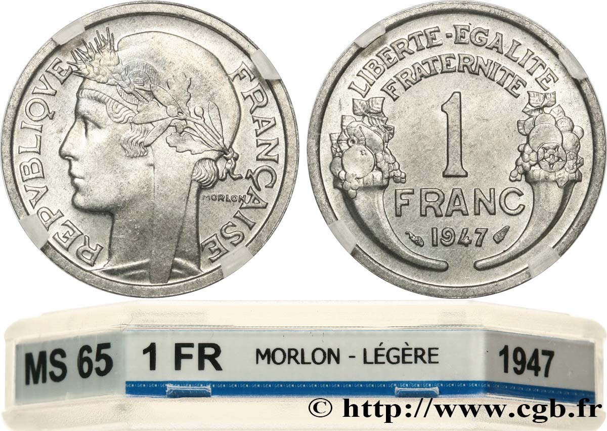 1 franc Morlon, légère 1947  F.221/11 FDC65 GENI