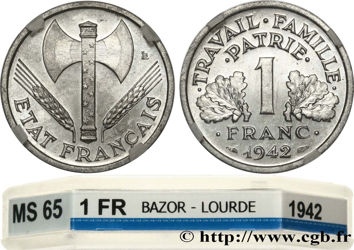 1 franc Francisque, lourde 1942 Paris F.222/2 FDC65 GENI