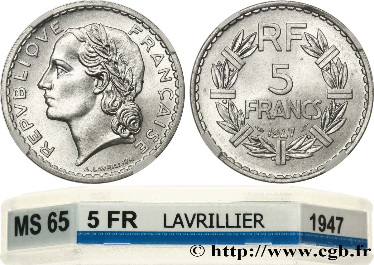 5 francs Lavrillier, aluminium 1947  F.339/9 ST65 GENI