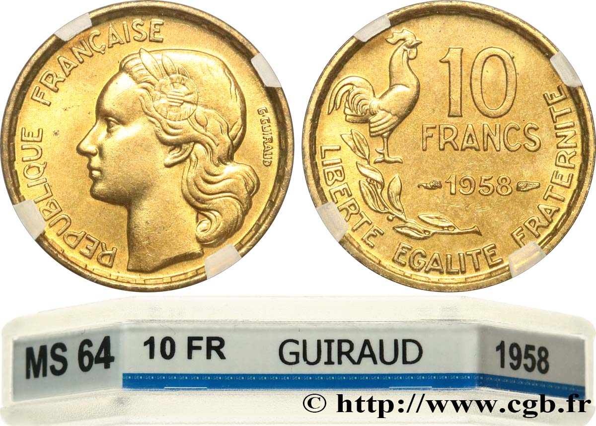 10 francs Guiraud 1958  F.363/14 MS64 GENI