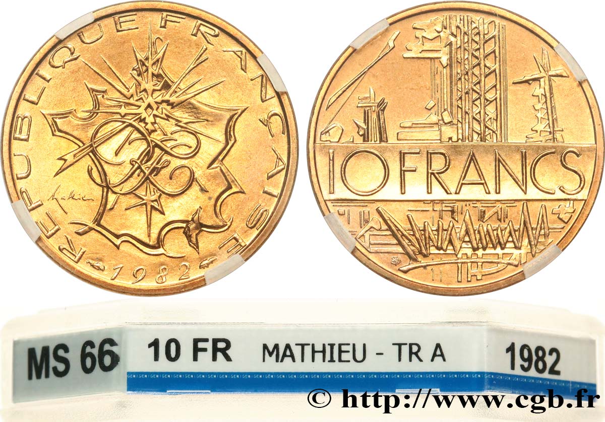 10 francs Mathieu, tranche A 1982 Pessac F.365/10 MS66 GENI