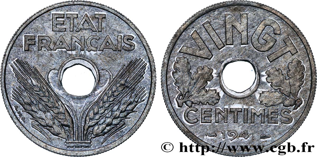 VINGT centimes État français 1941  F.152/2 MS63 