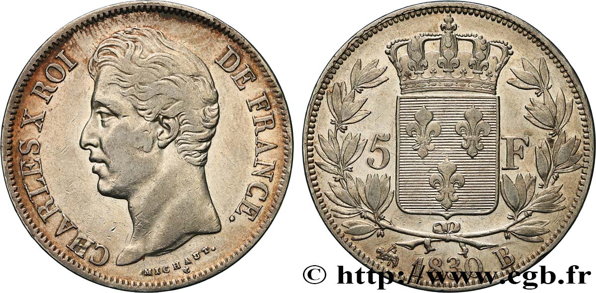 5 francs Charles X, 2e type 1830 Rouen F.311/41 MBC+ 