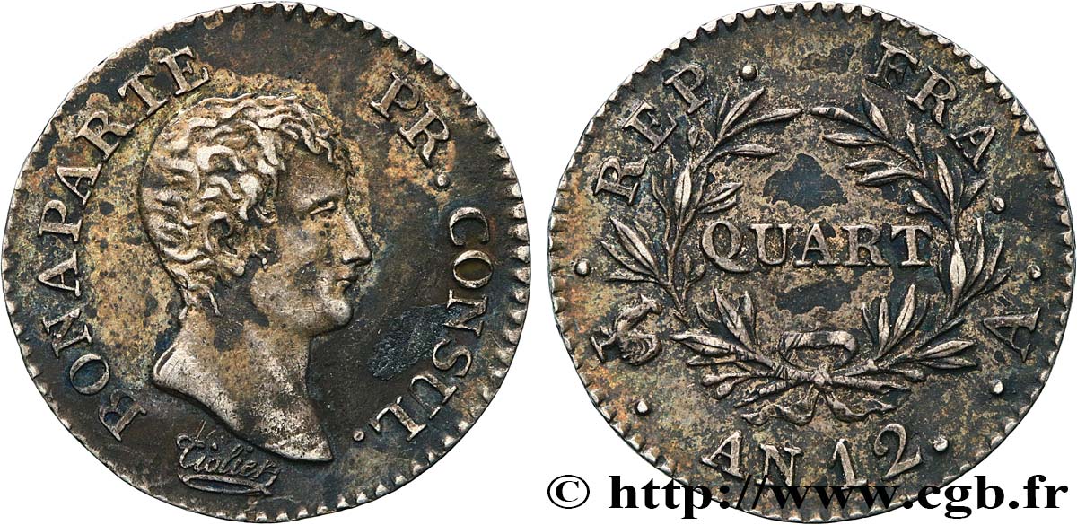 Quart (de franc) Bonaparte Premier Consul 1804 Paris F.157/1 SPL 
