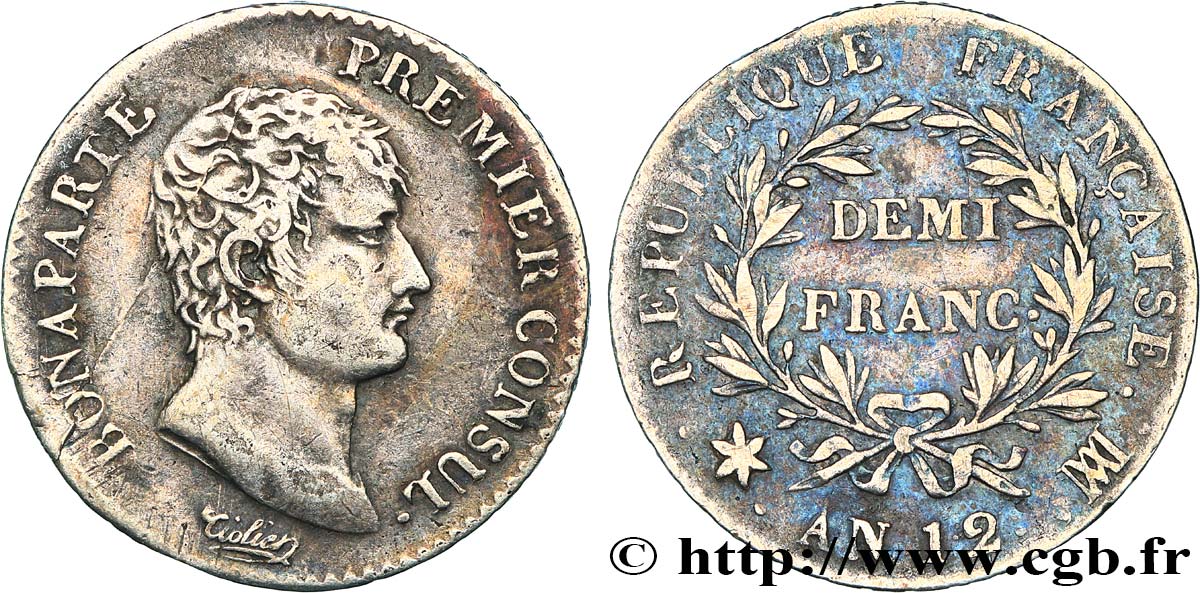 Demi-franc Bonaparte Premier Consul 1804 Marseille F.173/11 XF 