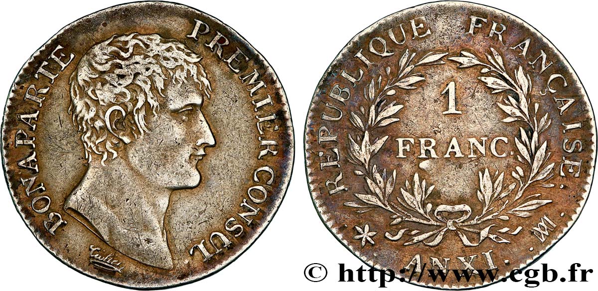 1 franc Bonaparte Premier Consul 1803 Marseille F.200/5 MBC 