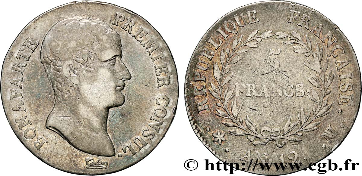 5 francs Bonaparte Premier Consul 1804 Marseille F.301/21 BC20 