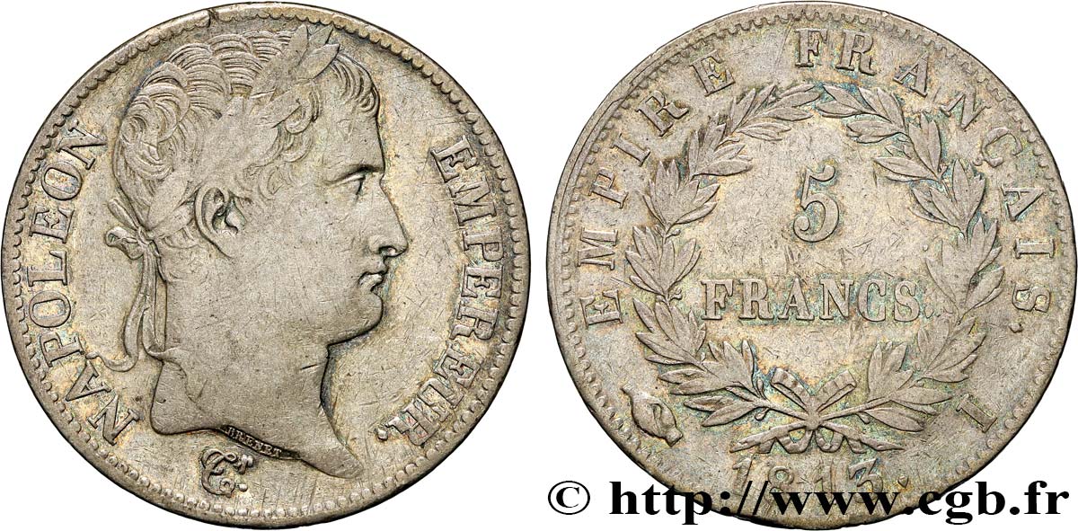 5 francs Napoléon Empereur, Empire français 1813 Limoges F.307/64 SS40 