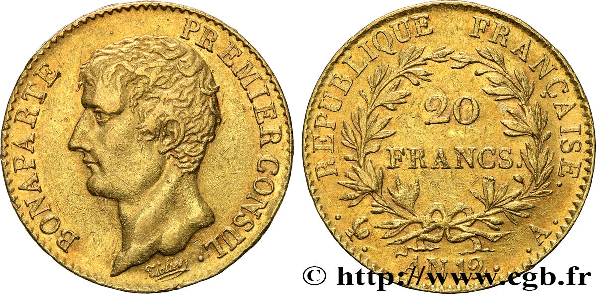 20 francs or Bonaparte Premier Consul 1804 Paris F.510/2 SS53 