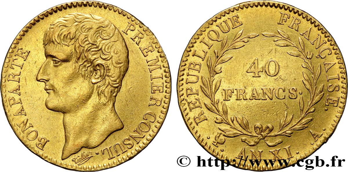 40 francs or Bonaparte Premier Consul 1803 Paris F.536/1 MBC+ 