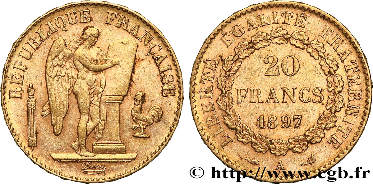 20 francs or Génie, Troisième République 1897 Paris F.533/22 BB50 