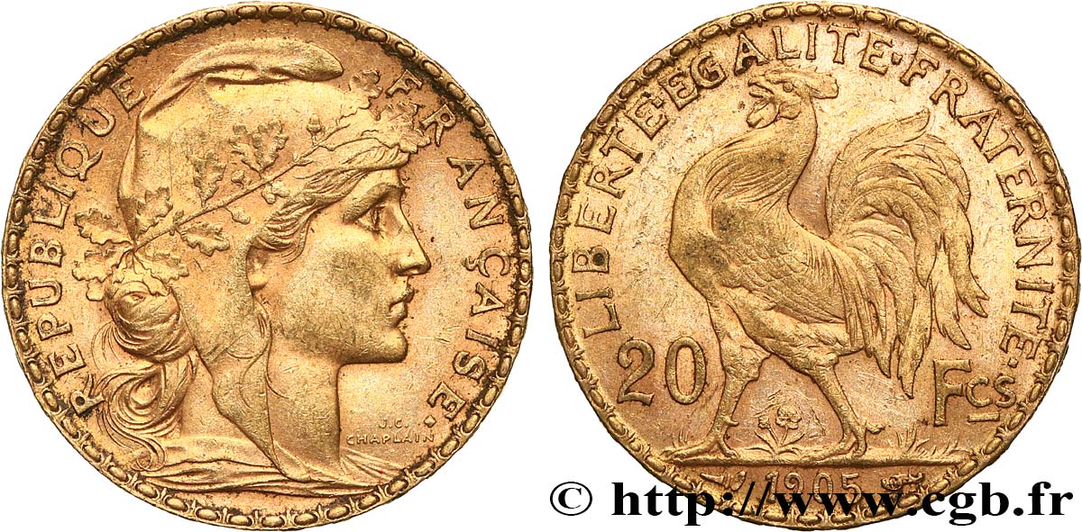 20 francs or Coq, Dieu protège la France 1905 Paris F.534/10 q.SPL 