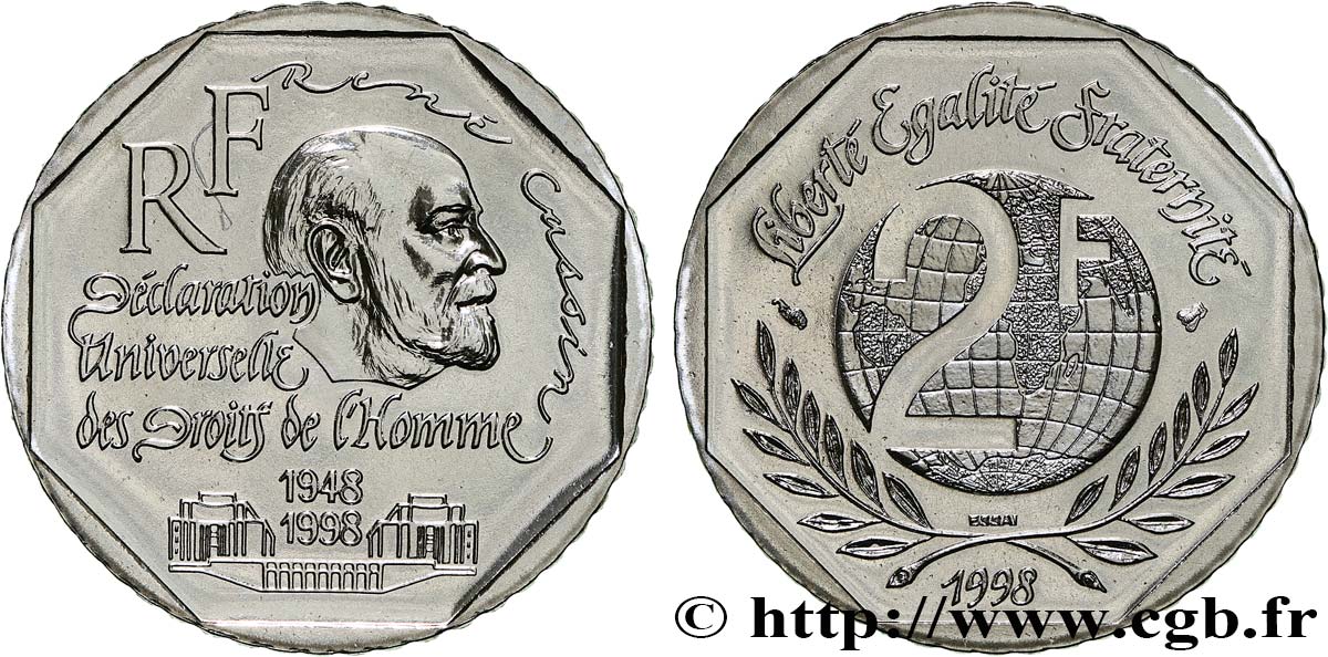 Essai de 2 francs René Cassin 1998 Pessac F.276/1 fmd_621028 Modern coins Essai de 2 francs René Cassin 1998 Pessac F.276/1 fmd_621028 Modern coins